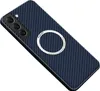 A blue carbon fiber textured phone case with a MagSafe ring is shown against a white background. Náhled obrázku produktu