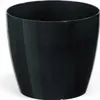 A black plastic plant pot on a white background. Produktbild-Vorschau