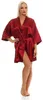 Damen Morgenmantel kurzer Kimono in Satin-Optik; Weinrot L Produktbild-Vorschau 1