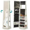 A white jewelry cabinet with a full-length mirror on the left and storage compartments on the right, shown from a slightly angled perspective. Produktbild-Vorschau