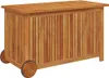 A wooden garden storage chest with wheels, shown from a front-side angle against a white background. Náhled obrázku produktu