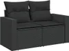 vidaXL Canapé de jardin avec coussins 2 places noir poly Voir les images du produit 1