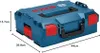 A blue Bosch L-BOXX tool case with red accents and dimensions indicated by black lines and text. Podgląd zdjęcia produktu