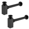2er Set Siphon Schwarz Sifon Eckig Ablaufgarnitur mit Produktbild-Vorschau 1