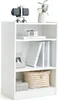 A white three-shelf bookcase with decorative items on each shelf. Podgląd zdjęcia produktu