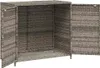 An outdoor storage cabinet made of poly rattan. Voir les images du produit