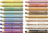 A collection of colored pencils arranged in two columns against a white background. Voir les images du produit
