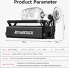 A product parameter image showing a laser engraving roller with dimensions and specifications. Náhled obrázku produktu