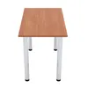 A simple table with a wooden top and chrome legs, shown from a front-facing perspective against a white background. Náhled obrázku produktu