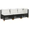 vidaXL Gartensofa mit Kissen 3-Sitzer Schwarz Poly Rattan Produktbild-Vorschau 1