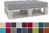 A pallet cushion with a selection of fabric color swatches below. Voir les images du produit