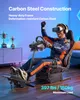 A man wearing a VR headset is enthusiastically playing a racing simulator game. Podgląd zdjęcia produktu