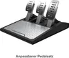 A three-pedal racing simulator setup on a black base with a silver textured footplate. Podgląd zdjęcia produktu