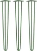 Three green hairpin legs are shown against a white background. Podgląd zdjęcia produktu