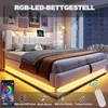 A modern bedroom with a white LED bed frame and colorful lighting. Náhľad obrázku produktu