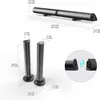 Diagrams showing the dimensions and assembly of a soundbar and two satellite speakers. Produktbild-Vorschau