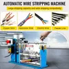 A wire stripping machine is shown in operation with various types of wires displayed above. Produktbild-Vorschau