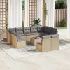 vidaXL 12-tlg. Garten-Sofagarnitur mit Kissen Beige Poly Produktbild-Vorschau 2