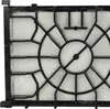 A close-up, overhead view of a black plastic frame containing white filter material. Produktbild-Vorschau