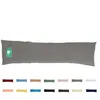 A long gray pillow is shown against a white background. Below the pillow, there are several smaller swatches of different colored pillows, representing color options. Produktbild-Vorschau