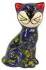 Dekofigur Katze aus Keramik blau - Keramikfigur Tierfigur Produktbild-Vorschau 1