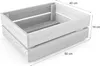 A 3D rendering of a wooden crate with dimensions indicated. Produktbild-Vorschau