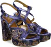 Damensandalen Marineblau mit Blumenmuster aus Naturleder Produktbild-Vorschau 5