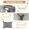 Collage of close-up images highlighting features of a baby crib/playpen, with text overlays in German. Náhled obrázku produktu