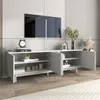 OKWISH Meuble TV 175x38x56 cm - Panneaux Réglables - Blanc Voir les images du produit 3