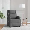 A dark gray fabric massage chair is shown in a well-lit room with a white wardrobe and a floor lamp. Produktbild-Vorschau