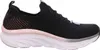 A side view of a black sneaker with pink accents and a white sole. Náhled obrázku produktu