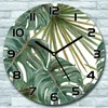 Wanduhr aus Glas Rund fi 30 Exotische Blätter Quarz Deko Produktbild-Vorschau 1