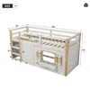 A diagram of a white bunk bed with dimensions indicated. Voir les images du produit
