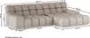 A diagram showing the dimensions of a sectional sofa. Voir les images du produit