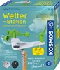 The image shows the packaging of a KOSMOS Wetterstation (Weather Station) experiment kit, featuring a graphic of the product and illustrative elements of weather. Produktbild-Vorschau