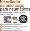 A diagram showing a tire repair kit with an air compressor, sealant bottle, and a flat tire. Produktbild-Vorschau