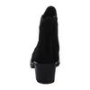 A black suede boot with a block heel, shown from the back. Produktbild-Vorschau