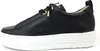 A side view of a black leather sneaker with a white platform sole. Voir les images du produit
