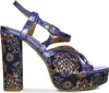 Damensandalen Marineblau mit Blumenmuster aus Naturleder Produktbild-Vorschau 2