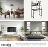 A collage of four images showing different rooms furnished with tectake products, including a dining room, a living room, a bedroom, and a desk setup. Produktbild-Vorschau