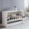 FineBuy Schuhbank SPLIT Weiß mit Sitzfläche Schuhkipper Produktbild-Vorschau 1