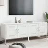 Two white TV cabinets are placed side-by-side in a room with a television mounted on the wall above them. Produktbild-Vorschau