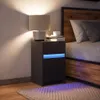vidaXL Nachttisch mit LED-Leuchten Schwarz Holzwerkstoff Produktbild-Vorschau 4