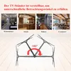Collage of living room, kitchen, balcony, and dining room scenes, with a diagram of a TV wall mount below. Podgląd zdjęcia produktu