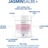 A product shot of a jar of cream with surrounding text boxes highlighting its features and benefits. Produktbild-Vorschau