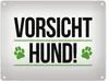 Vorsicht Hund! Metallschild mit Pfoten Motiv in grün Produktbild-Vorschau 1