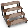 A set of four wooden steps with beige carpet treads, designed for pets or for adding safety to stairs. Produktbild-Vorschau