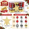 Weihnachtskugeln Rot Gold Grau 108er Set, Christbaumkugeln Produktbild-Vorschau 6