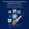 A diagram illustrating the features of a bi-metal heat break for a 3D printer, showing compatible filament types and temperature resistance. Náhled obrázku produktu