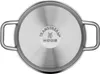 The bottom view of a stainless steel pot with handles. Produktbild-Vorschau
